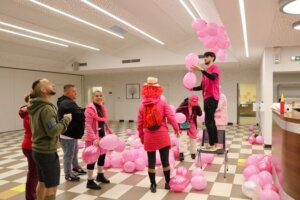 Rando rose contre le cancer de la Minoterie Bourseau 2024, ballons roses